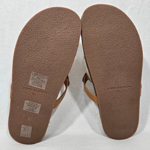 TORY BURCH Caramel MILLER CLOUD Shearling Leather Thong Slip-On Sandal Size 9.5M - Picture 17 of 17